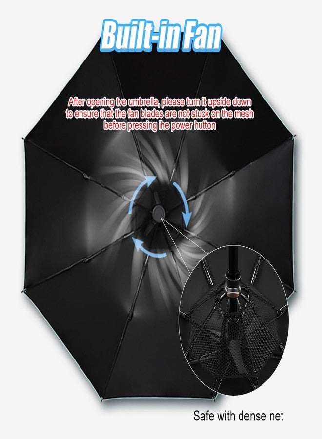 WOOLALA UV Sun Umbrella with Fan, Portable Cooling Fan Umbrella UPF 50+ Foldable Umbrella for Sun & Rain, USB Rechargeable Travel Umbrella Personal Fan for Heatstroke, Hot Days - Image 5